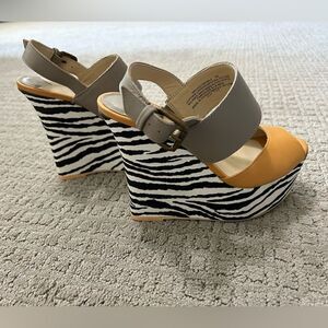 Nine West Wedge Animal Print Sandals